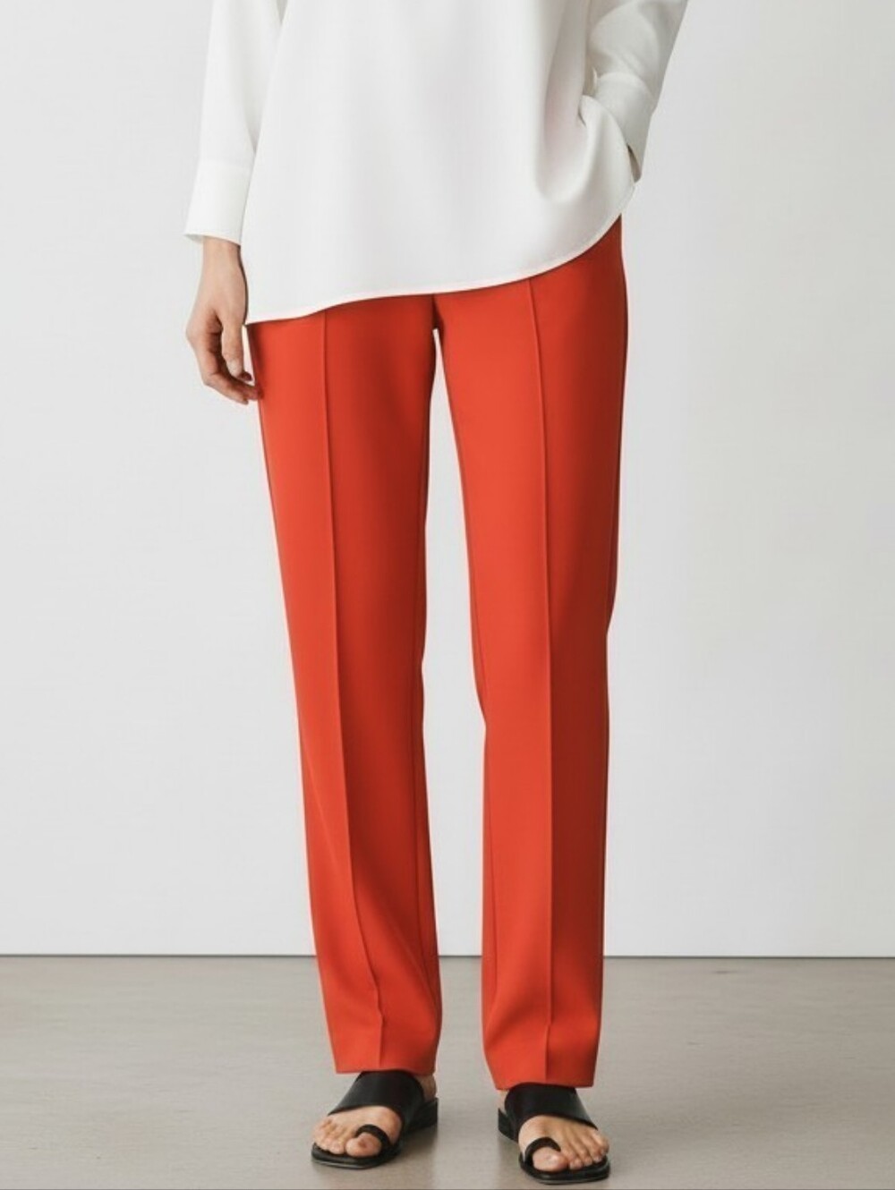Maison d’Amelie Straight Leg Tailored Pants, Orange